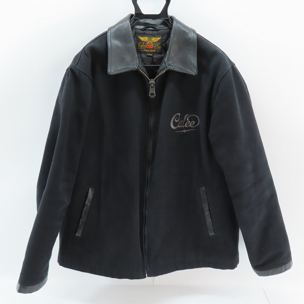 実際に弊社で買取させて頂いたCALEE/キャリー 22AW 065 Logo embroidery sports type jacket/キャンバス レザー切り替え スポーツタイプ ジャケット/XL
