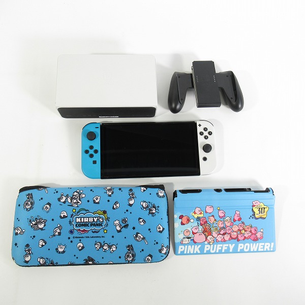 実際に弊社で買取させて頂いた任天堂 Nintendo Switch/ニンテンドースイッチ 有機ELモデル 本体 HEG-001/カービィ フロントカバー/クイックポーチ付き