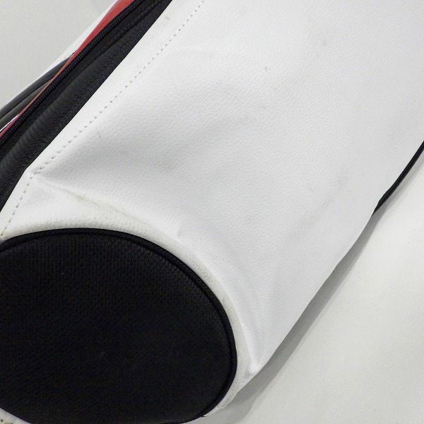 実際に弊社で買取させて頂いたTaylorMade/テーラーメイド CB100V オーセンティック 9.5型 4分割キャディバッグ ホワイトｘレッドｘブラックの画像 6枚目