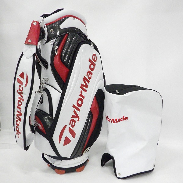 実際に弊社で買取させて頂いたTaylorMade/テーラーメイド CB100V オーセンティック 9.5型 4分割キャディバッグ ホワイトｘレッドｘブラック