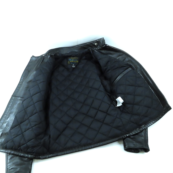 実際に弊社で買取させて頂いたSchott Bros/ショット ブロス 馬革/ホースハイド レザー 内キルティング シングル ライダースジャケット/38の画像 2枚目
