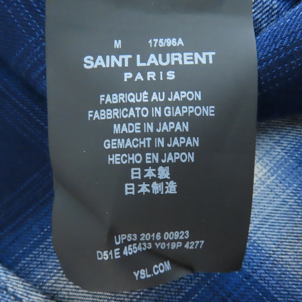 実際に弊社で買取させて頂いた【JPタグ】SAINT LAURENT PARIS/サンローラン・パリ 16SSオンブレチェックウエスタン長袖シャツ 455433 Y019P/Mの画像 3枚目