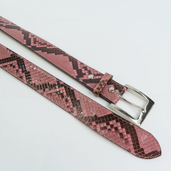 実際に弊社で買取させて頂いたWACKO MARIA/ワコマリア GUILTY PARTIES PYTHON LEATHER BELT/パイソンレザーベルト ピンク 34の画像 2枚目