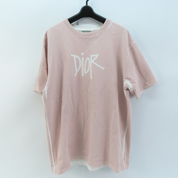 実際に弊社で買取させて頂いたChristian Dior×SHAWN STUSSY/クリスチャンディオール×ショーンステューシー ロゴ Tシャツ ピンク 033J625E0554/XL