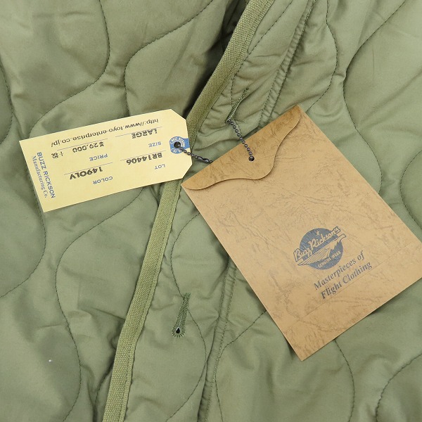 実際に弊社で買取させて頂いた【未使用】BUZZ RICKSON'S/バズリクソンズ M-65 LINER キルティング ジャケット BR14406/Lの画像 3枚目