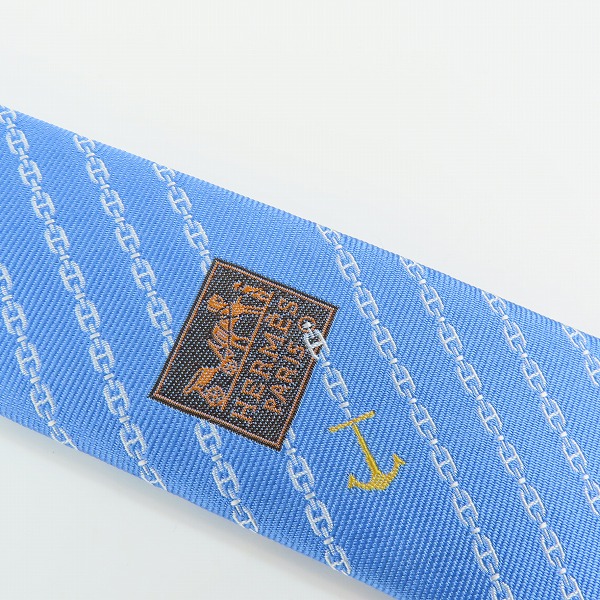 実際に弊社で買取させて頂いたHERMES/エルメス シェーヌダンクル柄 シルク ネクタイの画像 6枚目