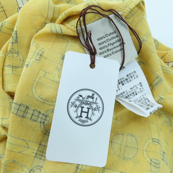実際に弊社で買取させて頂いた【JPタグ/未使用】HERMES/エルメス 20SS Labyrinthe Equestre 馬具柄 クルーネック Tシャツ カットソー XXLの画像 6枚目