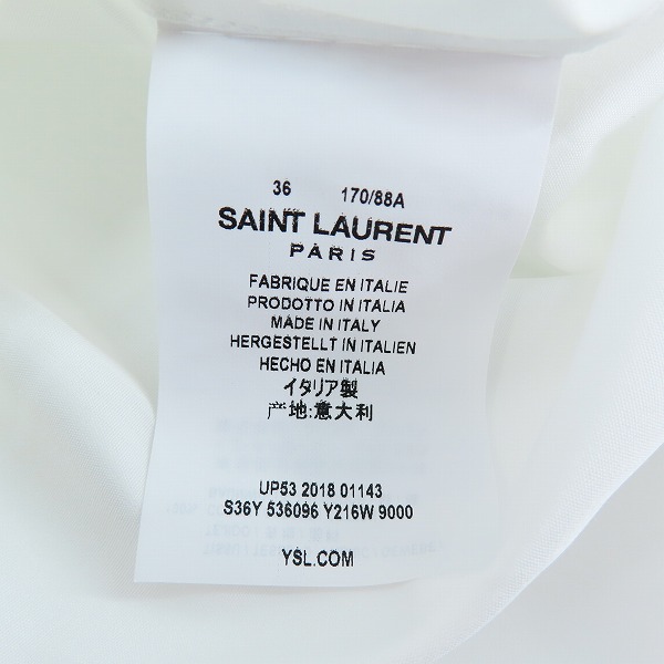 実際に弊社で買取させて頂いた(2)【未使用/JPタグ】SAINT LAURENT/サンローラン 19SS プレーン 長袖シャツ 536096 Y216W/36の画像 3枚目