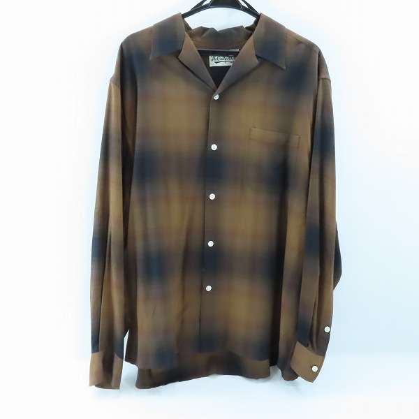 実際に弊社で買取させて頂いたWACKO MARIA/ワコマリア GUILTY PARTIES オンブレチェック 長袖 オープンカラーシャツ ブラウン系/XL
