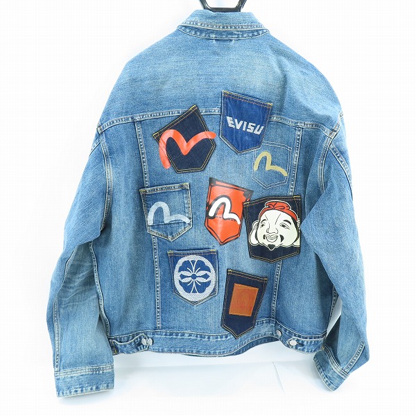 実際に弊社で買取させて頂いたEVISU/エヴィス マルチポケット/プリント デニムジャケット XXLの画像 1枚目