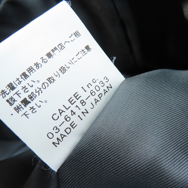 実際に弊社で買取させて頂いたCALEE/キャリー Thinsulate ジップアップ ノーカラージャケット ブラック /Lの画像 4枚目