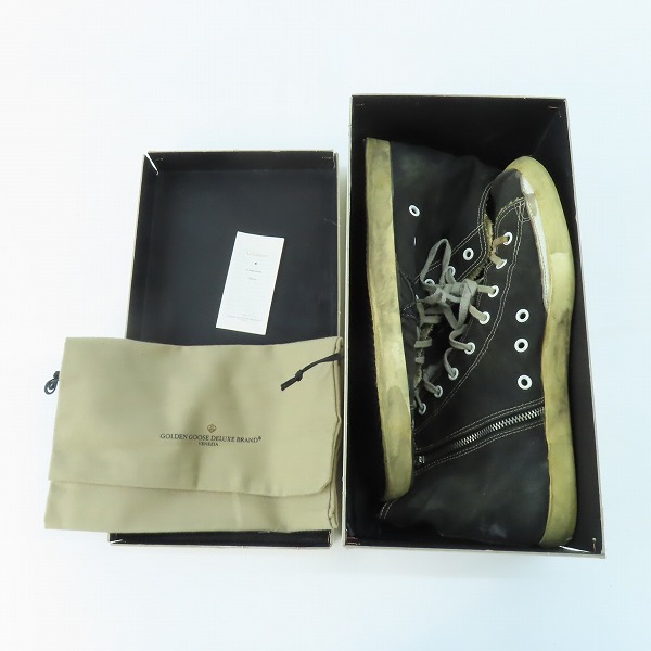 実際に弊社で買取させて頂いた【観賞用】GOLDEN GOOSE/ゴールデングース キャンバスハイカットスニーカー ブラック/43の画像 8枚目