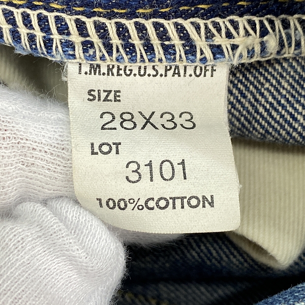 実際に弊社で買取させて頂いたLee/リー Lot 3101 1944年復刻モデル COWBOY デニムパンツ/28✕33の画像 4枚目
