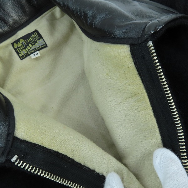 実際に弊社で買取させて頂いたTHE FLAT HEAD/フラットヘッド レザー切り替え ジップアップジャケット/38の画像 5枚目