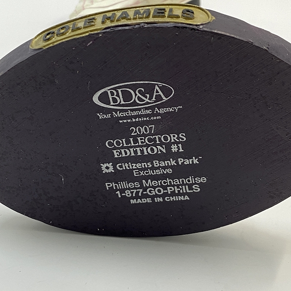実際に弊社で買取させて頂いたBD＆A フィラデルフィアフィリーズ Cole Hamels ボブルヘッドフィギュア 2007 コレクターズエディション #1の画像 3枚目
