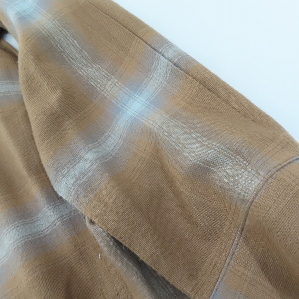 実際に弊社で買取させて頂いたWACKO MARIA/ワコマリア GUILTY PARTIES オンブレチェック 長袖 オープンカラーシャツ ライトブラウン系/XLの画像 4枚目