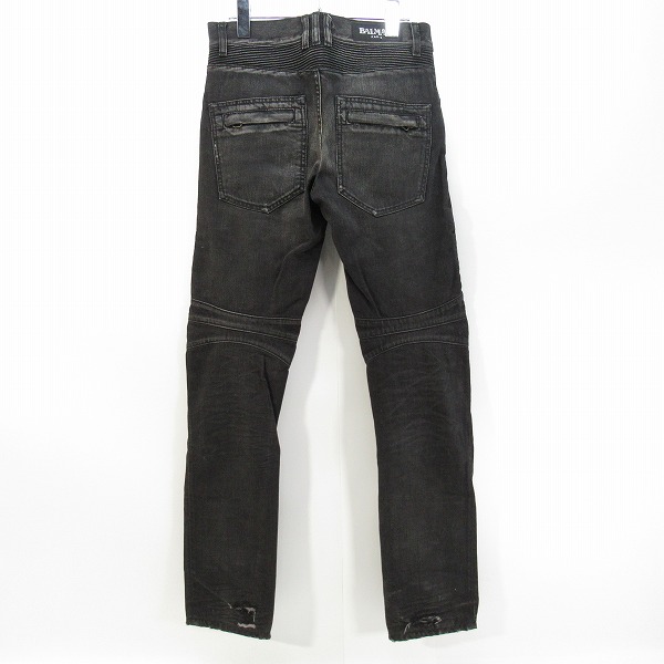 実際に弊社で買取させて頂いたBALMAIN/バルマン バイカーデニムパンツ ブラック/28の画像 1枚目