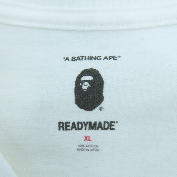 実際に弊社で買取させて頂いたA BATHING APE×READYMADE/アベイシングエイプ×レディメイド 刺繍入り Tシャツ WHITE × WATER CAMO/XLの画像 3枚目