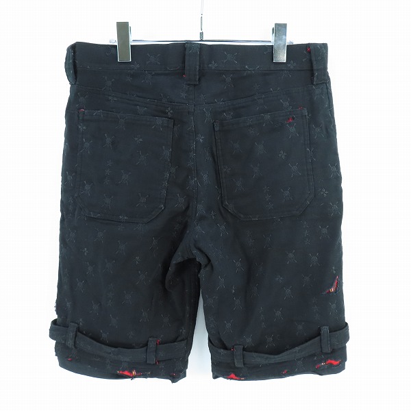 実際に弊社で買取させて頂いたRoen/ロエン スカル 刺繍 総柄 裏地チェック ハーフパンツ 32の画像 1枚目