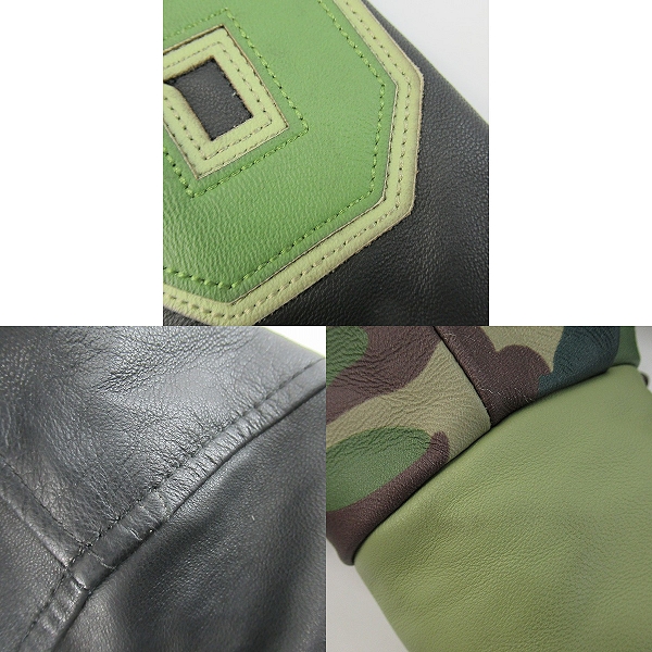 実際に弊社で買取させて頂いたA BATHING APE/アベイシングエイプ JEFF HAMILTON ABC CAMOMULTI LOGO LEATHER JACKET/レザージャケット/Sの画像 9枚目