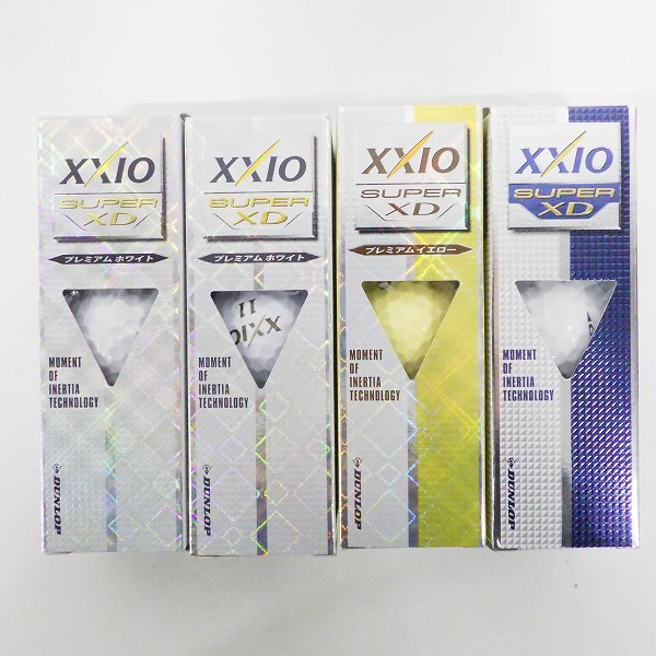 実際に弊社で買取させて頂いた【未使用】DUNLOP/ダンロップ XXIO/ゼクシオ SUPER XD ゴルフボール プレミアムホワイト・イエロー他 計1ダース 