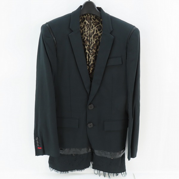 実際に弊社で買取させて頂いたRoen/ロエン 裏地レオパード柄 カットオフ レイヤード テーラードジャケット 76131005 /48