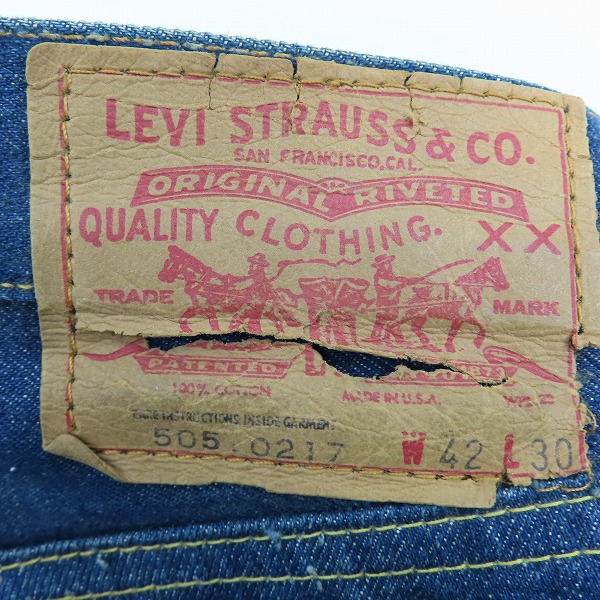 実際に弊社で買取させて頂いたLEVIS/リーバイス 505-0217 66前期 ヴィンテージ/ビンテージ  スモールe デニムパンツ/W42の画像 3枚目