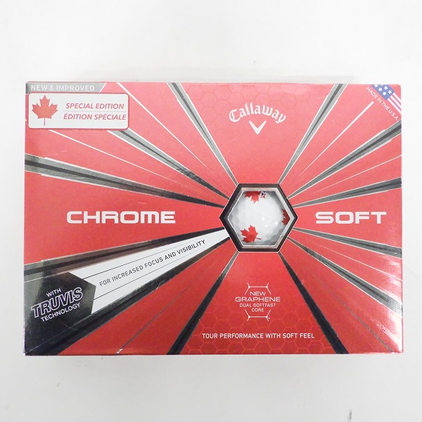 実際に弊社で買取させて頂いた【未使用】Callaway/キャロウェイ CHROME SOFT TRUVIS/クロムソフト ゴルフボール カエデ/楓柄 ホワイト 1ダース の画像 2枚目