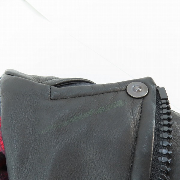 実際に弊社で買取させて頂いたRoen/ロエン 鹿革 レザー切替/スタッズ 裏地レオパード柄 ダブルライダースジャケット 69832029 /46の画像 6枚目