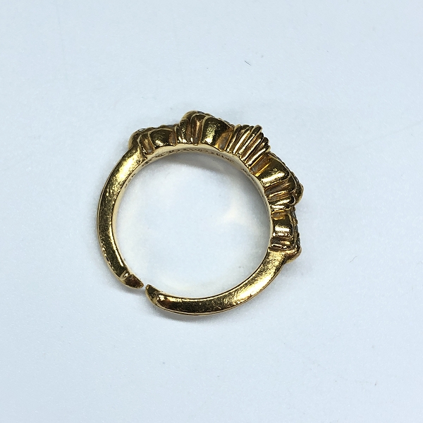 実際に弊社で買取させて頂いたCHROME HEARTS/クロムハーツ 22K BABYCLSC ダブルフローラルクロスリング パヴェダイヤ 4-4.5号の画像 5枚目