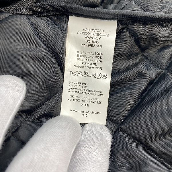 実際に弊社で買取させて頂いたMACKINTOSH/マッキントッシュ キルティングジャケット G212QO1005BGQPE/40の画像 3枚目