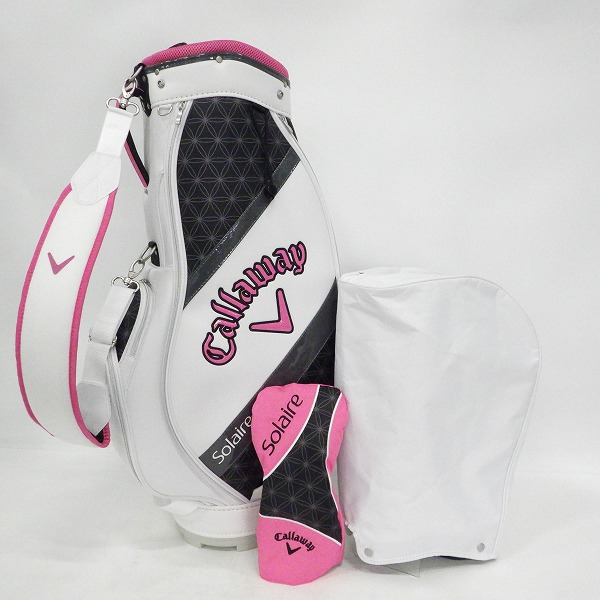 実際に弊社で買取させて頂いたCallaway/キャロウェイ Solaire/ソレイル レディース 6分割キャディバッグ ホワイト 1w用ヘッドカバー付き