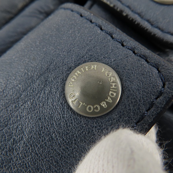 実際に弊社で買取させて頂いたPORTER/ポーター クルール ショルダーバッグ レザー ネイビーの画像 8枚目