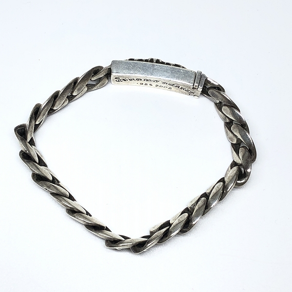 実際に弊社で買取させて頂いたCHROME HEARTS/クロムハーツ クラシック ミニIDブレスレット フローラルクロス 20リンクの画像 3枚目