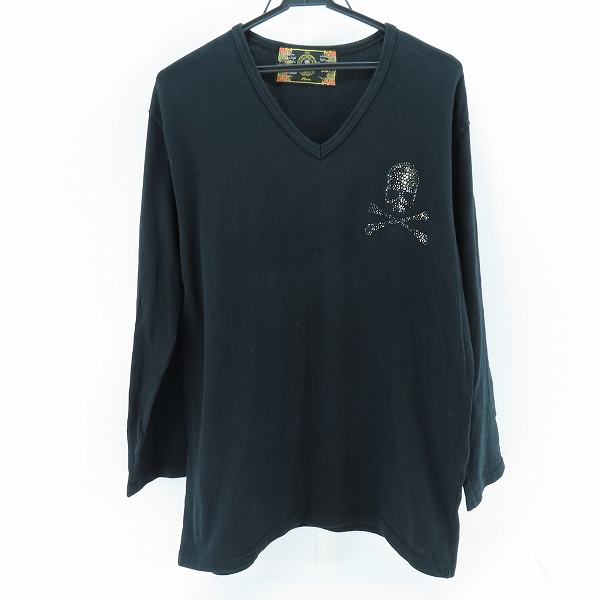 実際に弊社で買取させて頂いたRoen/ロエン スカル ラインストーン Vネック 長袖カットソー 50