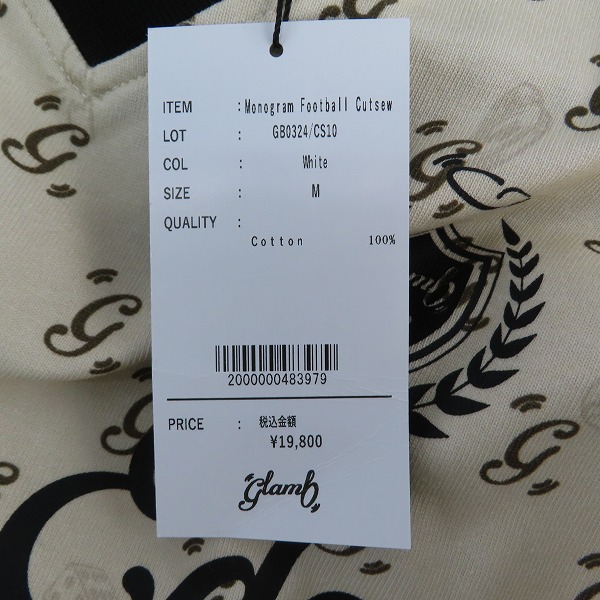 実際に弊社で買取させて頂いた【未使用】glamb/グラム Monogram Football Cutsew/モノグラムフットボールカットソー 長袖カットソー GB0324/CS10/Mの画像 5枚目