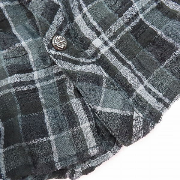 実際に弊社で買取させて頂いた【JPタグ】Chrome Hearts/クロムハーツ WESTN/ウエスタン ファンシークロスボタン ヨーク切替ガーゼチェック長袖シャツ/Mの画像 8枚目