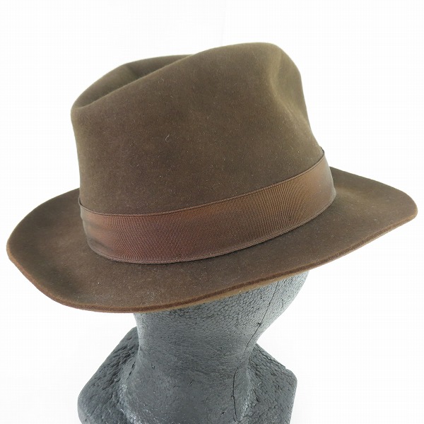 実際に弊社で買取させて頂いたBorsalino/ボルサリーノ 18.57 兎の毛 ブラウン ハットの画像 3枚目