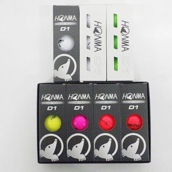 実際に弊社で買取させて頂いた【未使用】HONMA/ホンマ D1 DYNAMIC DISTANCE ゴルフボール マルチカラー他 7スリーブ/計21個