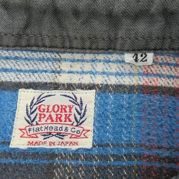 実際に弊社で買取させて頂いたTHE FLAT HEAD/フラットヘッド GLORY PARK/グローリーパーク チェック フランネルシャツ 42の画像 2枚目