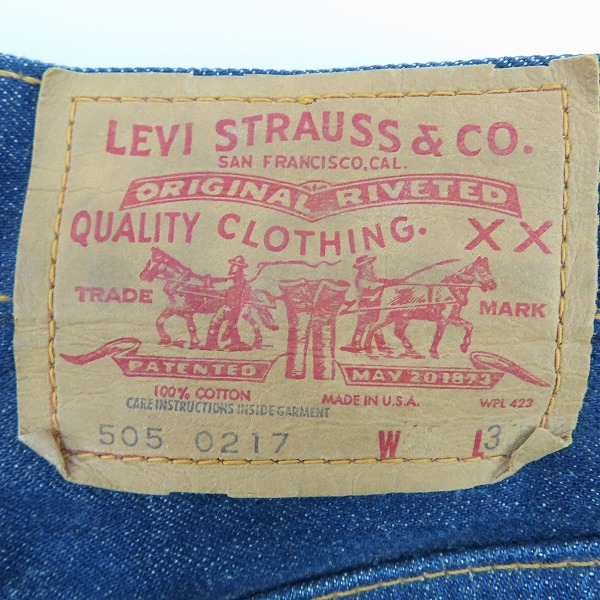 実際に弊社で買取させて頂いたLEVIS/リーバイス 505 刻印5 42TALONジッパーフライ ビッグE バックポケットシングル ヴィンテージデニムパンツ 505-0217の画像 3枚目