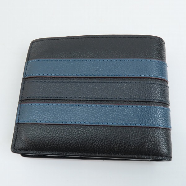 実際に弊社で買取させて頂いたCOACH/コーチ ヴァーシティ ストライプレザー 二つ折り財布 F24649の画像 1枚目