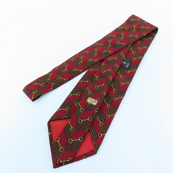 実際に弊社で買取させて頂いたCELINE/セリーヌ 総柄 シルクネクタイ/レッドの画像 1枚目