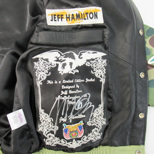 実際に弊社で買取させて頂いたA BATHING APE/アベイシングエイプ JEFF HAMILTON ABC CAMOMULTI LOGO LEATHER JACKET/レザージャケット/Sの画像 6枚目