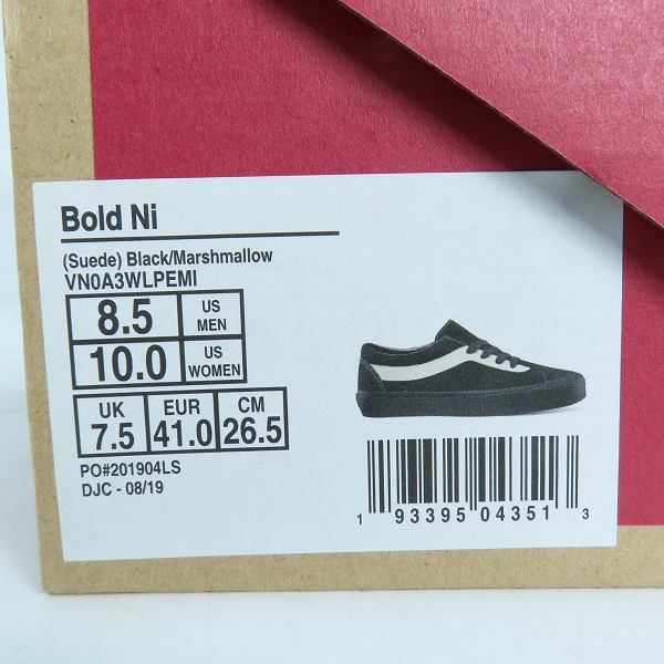 実際に弊社で買取させて頂いたVANS/ヴァンズ バンズ Bold Ni/ボールドニー スエード スニーカー/シューズ ブラック VN0A3WLPEMI/26.5の画像 9枚目