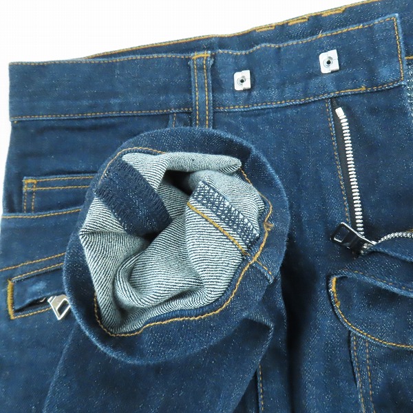 実際に弊社で買取させて頂いたBALMAIN BIKER DENIM PANTS バルマン 蛇腹バイカーデニムパンツ インディゴ S4HT551B658/30の画像 2枚目