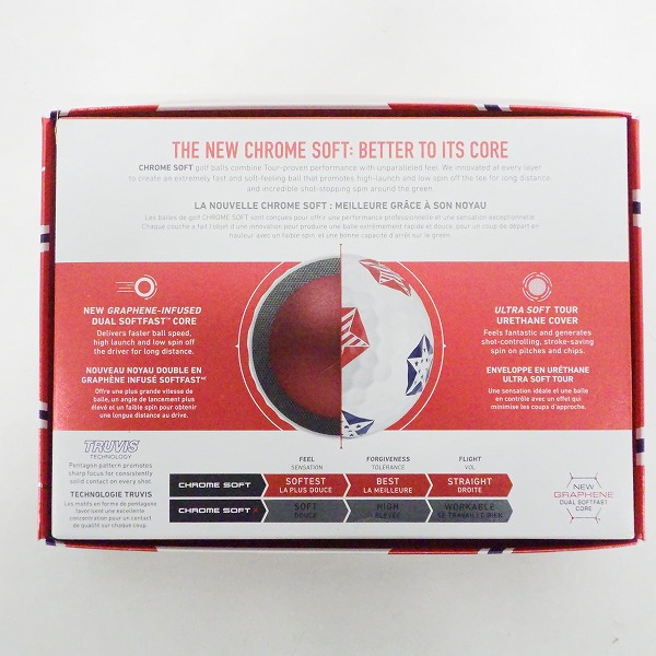 実際に弊社で買取させて頂いた【未使用】Callaway/キャロウェイ CHROME SOFT TRUVIS/クロムソフト ゴルフボール スターズ＆ストライプス ホワイト 1ダース の画像 4枚目