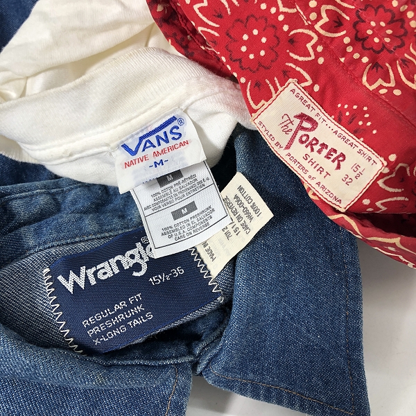 実際に弊社で買取させて頂いた【おまとめ】Wrangler/ラングラー VANS/バンズ THE PORTER/ポーター 他 ヴィンテージTシャツ/カットー/ウエスタンシャツ 等の画像 2枚目