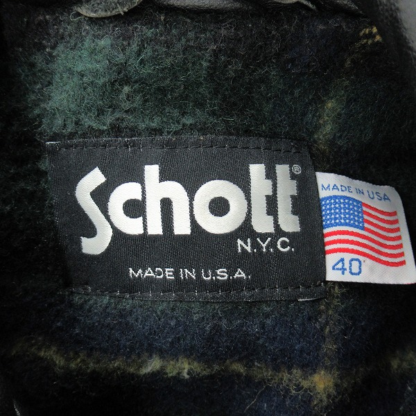 実際に弊社で買取させて頂いたSchott/ショット USA製 レザージャケット/革ジャン/40の画像 2枚目