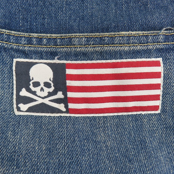実際に弊社で買取させて頂いたHYSTERIC GLAMOUR×mastermind JAPAN/ヒステリックグラマー×マスターマインド 国旗パッチデニムパンツ 0222AP16/34の画像 6枚目